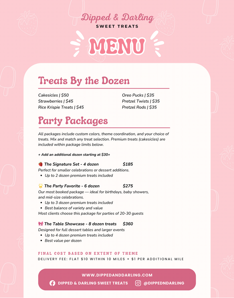 Dipped & Darling Menu